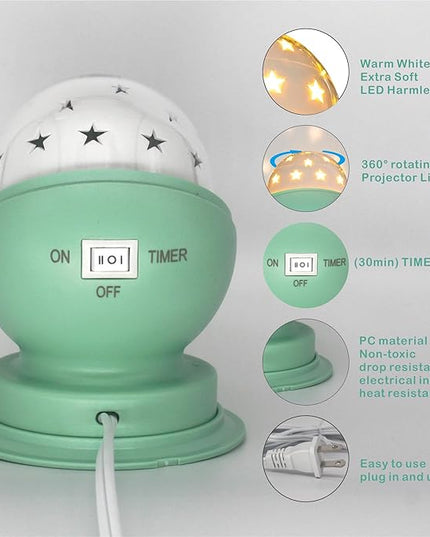 Star Night Light for Kids Star Night Light for Kids Bedroom Girls Night Light Starry Night Light Projector Plug in Night Light for Kids with Timer (1 Pack, 3000K) (3000K Warm White, green) - LeafyLoom