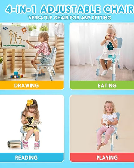 Kids Chair Height Adjustable Toddler Chair Max Load 220LBS Plastic Indoor Outdoor Chair for Children Age 1-6 School Home Daycare Use Bluegrey - LeafyLoom