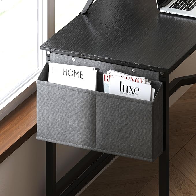 Need L Shaped Computer Desk 59 Inch Gaming Desk with Large Monitor Stand L Desk Corner Desk with Storage Bag for Home Office Writing Studying Black - LeafyLoom