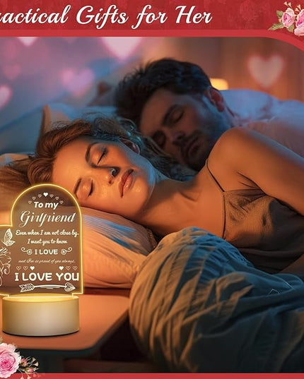 Linkax Romantic Gifts for Girlfriend, Birthday Gifts for Girlfriend from Boyfriend, Unique Heart-shaped Night Light with Love Quotes, I Love You Gift for Her, Anniversary Christmas Gift for Girlfriend - LeafyLoom