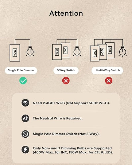 meross Smart Dimmer Switch, Single Pole WiFi Light Switch Works with Apple HomeKit, Alexa, Remote/Voice Control and Schedule, Neutral Wire Required, 2.4GHz WiFi Only, No Hub Required, 2 Pack meross