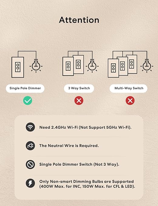 meross Smart Dimmer Switch, Single Pole WiFi Light Switch Works with Apple HomeKit, Alexa, Remote/Voice Control and Schedule, Neutral Wire Required, 2.4GHz WiFi Only, No Hub Required, 2 Pack meross