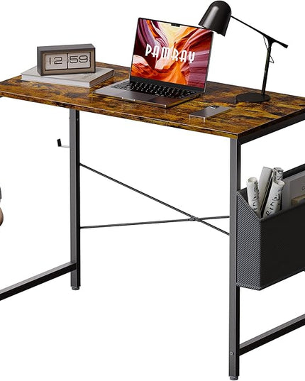 Pamray 32 Inch Computer Desk Small Spaces Desk with Storage Bag for Bedroom Writing and Home Office Work Small Study Desk Table Vintage - LeafyLoom