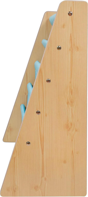 Wildkin Kids Canvas Sling Bookshelf for Boys and Girls, Wooden Design Features Four Fabric Shelves, Keep Bedrooms, Playrooms, and Classrooms Organized, an Ideal Kids Bookshelf (Natural w/Aqua) - LeafyLoom