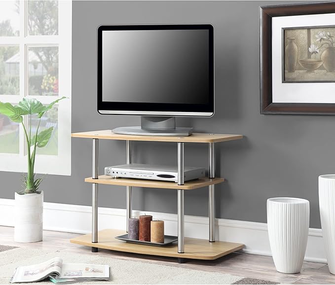 Convenience Concepts Designs2Go 3-Tier TV Stand, 31.5", Light Oak - LeafyLoom