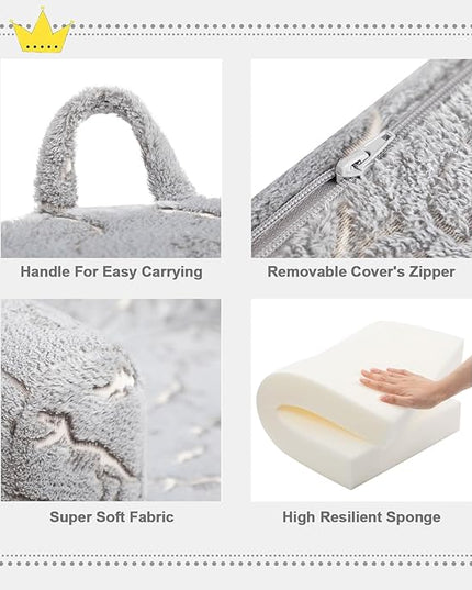 ALIMORDEN Kids Ultra-Soft Snuggle Foam Filled Chair, Glow-in-The-Dark Dinosaurs Fossil Pattern Toddler Cuddly Sherpa Reading Couch for Boys and Girls - LeafyLoom