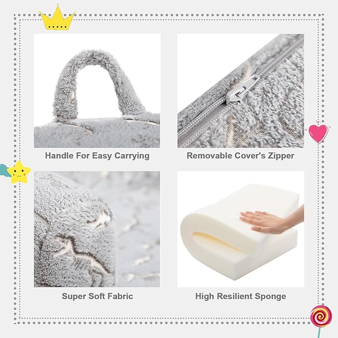 ALIMORDEN Kids Ultra-Soft Snuggle Foam Filled Chair, Glow-in-The-Dark Dinosaurs Fossil Pattern Toddler Cuddly Sherpa Reading Couch for Boys and Girls - LeafyLoom