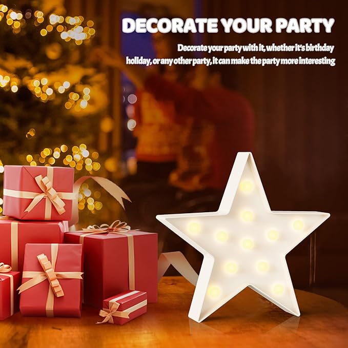 White Star Birthday Party Decorations, Battery Powered Star Night Light for Kids, Kids Room Decor for Bedrooms, Baby Night Light, Toddler Room Decor, Kids Room Decor, Wall Decor for Bedroom - LeafyLoom