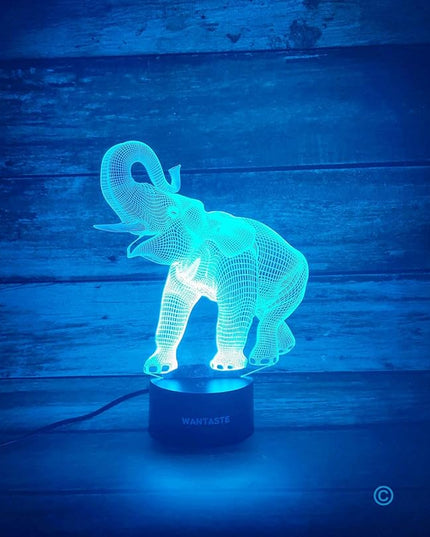 Elephant 3D Night Light for Boys Girls Room, Bedside Lamp Toys Decor Gifts for Kids Baby, 7 Colors Changing Nightlight with Smart Control - LeafyLoom