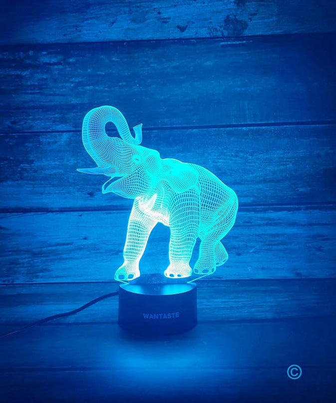Elephant 3D Night Light for Boys Girls Room, Bedside Lamp Toys Decor Gifts for Kids Baby, 7 Colors Changing Nightlight with Smart Control - LeafyLoom