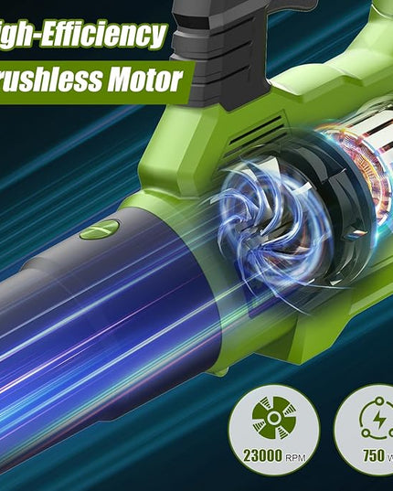 Cordless Leaf Blower - 105 MPH/530CFM, 40V Brushless Electric Leaf Blower with Turbine Fan Technology, 2X 5.0Ah Batteries and Charger with Shoulder Strap for Lawn Care, Yard, Garage Cleaning - LeafyLoom