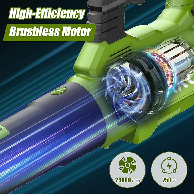 Cordless Leaf Blower - 105 MPH/530CFM, 40V Brushless Electric Leaf Blower with Turbine Fan Technology, 2X 5.0Ah Batteries and Charger with Shoulder Strap for Lawn Care, Yard, Garage Cleaning - LeafyLoom