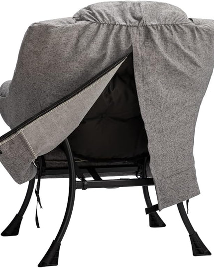HollyHOME Modern Fabric Large Lazy Chair, Accent Oversized Comfy Reading Chair, Thick Padded Cozy Lounge Chair with Armrest, Steel Frame Leisure Sofa Chair for Living Room, Bedroom, Dorm, Stale Grey - LeafyLoom