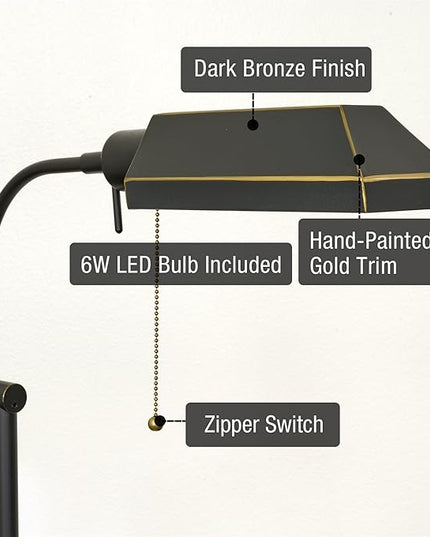 Kira Home Prescott 58" Modern Industrial Adjustable Standing Pharmacy Floor Lamp, Dark Bronze Finish, includes 6W LED Bulb (60W eq.) Energy Efficient, Eco-Friendly, Pivot Head for Hobby/Precise Task - LeafyLoom
