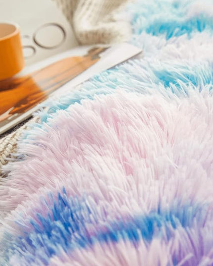 Tie dye Blue Plush Fluffy Comforter Cover Set Queen - Ultra Soft Faux Fur tie dye Bedding Sets 3 Pieces (1 Shaggy Duvet Cover + 2 Pillow case) Fluffy Bed Set (Tie Dye Blue, Queen) - LeafyLoom