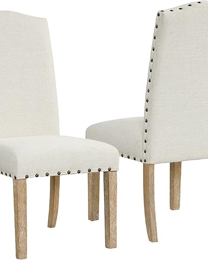 HomePop Classic Parsons Dining Chairs, Set of 2, Vanilla Cream Textured Woven (Set of 2) - LeafyLoom
