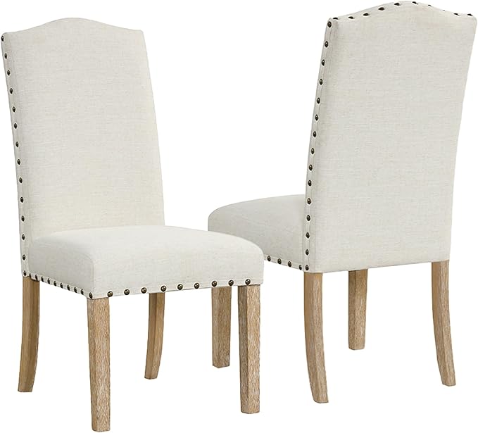 HomePop Classic Parsons Dining Chairs, Set of 2, Vanilla Cream Textured Woven (Set of 2) - LeafyLoom