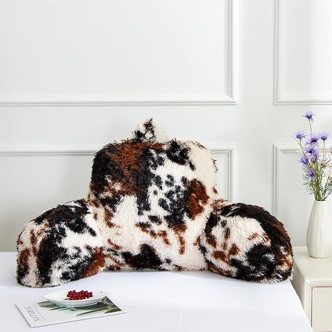 Aimuan Reading Pillow Bed Rest Wedge Backrest Pillow with Arms Back Support for Sitting Up in Bed Cushion Incline Rest Sleeping Snoring Pillow, Coffee-black, Standard - LeafyLoom