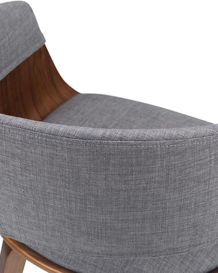SIMPLIHOME Lowell / Draper Mid Century Modern 5 Pc Dining Set with 4 Upholstered Bentwood Dining Chairs in Grey Linen Look Fabric and 66 inch Wide Table for the Dining Room and Kitchen - LeafyLoom