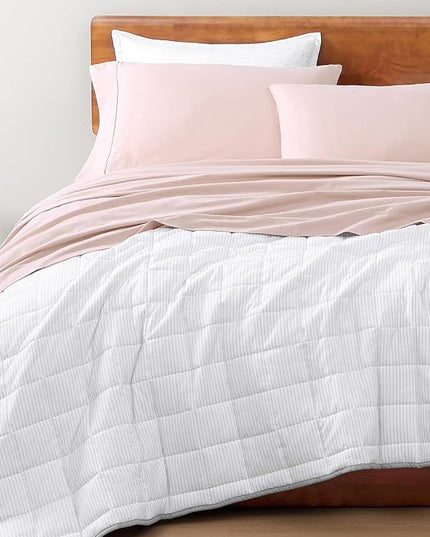 LANE LINEN Queen Bed Sheets Set - 100% Organic Cotton Sheets Queen Size, 4Pc Queen Bed Sheet, Hotel Luxury Bed Sheets Set, Breathable Sheets queen size bed set deep pockets upto 15" - Dusty Rose - LeafyLoom