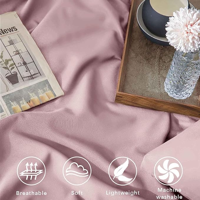 ETDIFFE Greyish Pink Comforter Set Queen Size, 3 Piece Aesthetic Modern Bedding Set - Soft & Lightweight All Season Microfiber Down Alternative Bed Comforter with 2 Pillow Shams for Women Girls - LeafyLoom