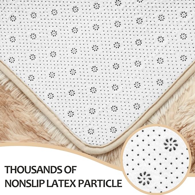 6x9 Large Area Rugs for Living Room, Super Soft Fluffy Modern Bedroom Rug, Tie-Dyed Beige Indoor Shag Fuzzy Carpets for Girls Kids Nursery Room Home Decor - LeafyLoom