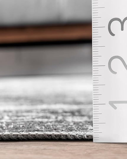 nuLOOM Corinna Modern Abstract Machine Washable Ultra Thin Area Rug, 8' x 10', Charcoal - LeafyLoom