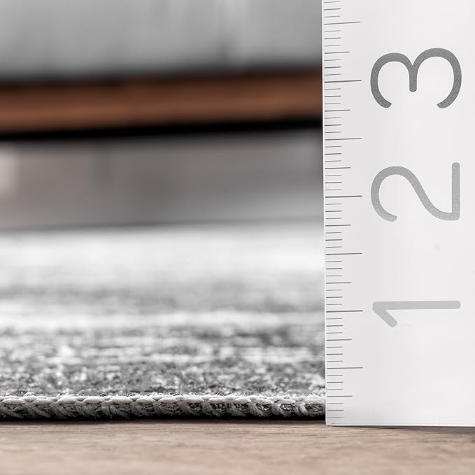 nuLOOM Corinna Modern Abstract Machine Washable Ultra Thin Area Rug, 8' x 10', Charcoal - LeafyLoom