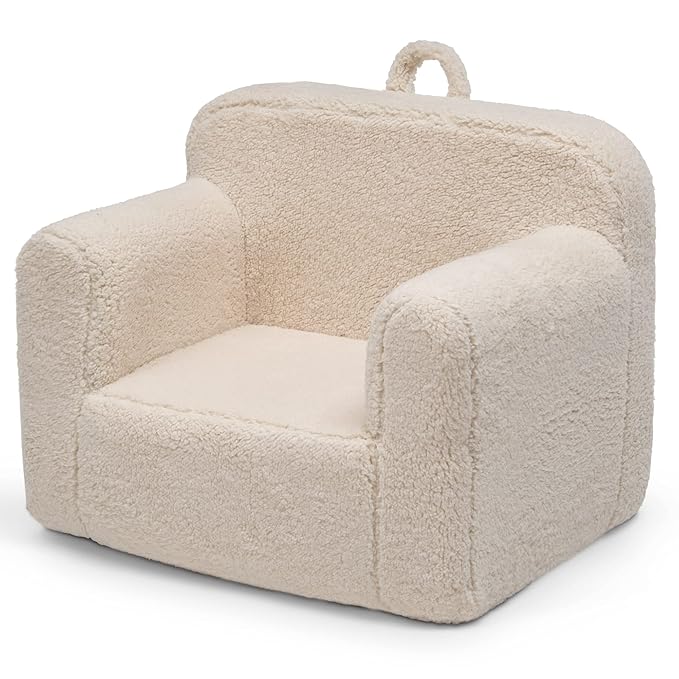 Delta Children Cozee Sherpa Chair, Cream - LeafyLoom