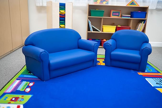 Children's Factory As We Grow Chair and Couch, Blue, CF805-309, Flexible Classroom Seating, Toddler Nursery Décor, Kids Playroom or Daycare Furniture - LeafyLoom