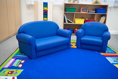 Children's Factory As We Grow Chair and Couch, Blue, CF805-309, Flexible Classroom Seating, Toddler Nursery Décor, Kids Playroom or Daycare Furniture - LeafyLoom