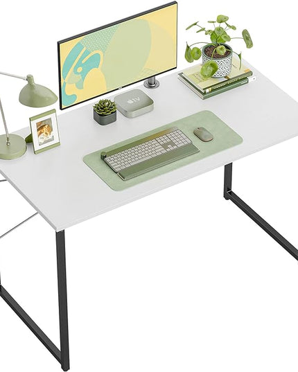 BANTI Computer Desk, 47 inch Home Office Desk, Modern Simple Style PC Table for Home, Office, Study, Writing, White - LeafyLoom