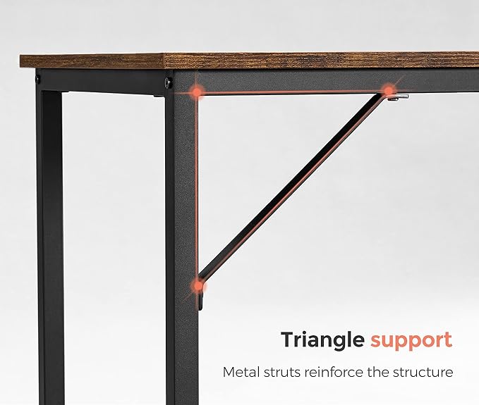 VASAGLE Computer Desk, Gaming Desk, Home Office Desk, for Small Spaces, 19.7 x 31.5 x 29.5 Inches, Industrial Style, Metal Frame, Rustic Brown and Black ULWD038B01 - LeafyLoom