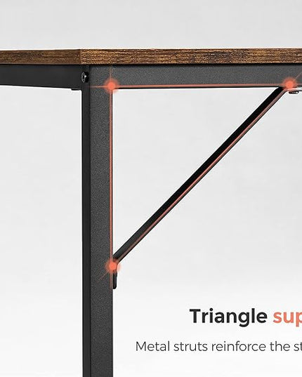 VASAGLE Computer Desk, Gaming Desk, Home Office Desk, for Small Spaces, 23.6 x 55.1 x 29.5 Inches, Industrial Style, Metal Frame, Rustic Brown and Black ULWD043B01 - LeafyLoom