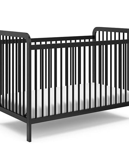 Storkcraft Pasadena 3-in-1 Convertible Crib (Black) – GREENGUARD Gold Certified, Converts to Daybed and Toddler Bed, Fits Standard Full-Size Crib Mattress, Adjustable Mattress Height - LeafyLoom