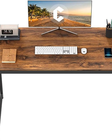 CubiCubi Computer Desk 40 Inch Study Writing Table for Home Office, Modern Simple Style PC Table with Storage Bag, Brown - LeafyLoom