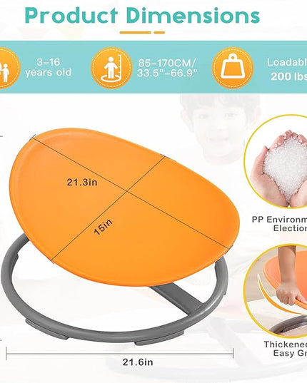 Sensory Spinning Chair for Autism Kids Sit and Spin Chair for Kids ADHD Chair Training Body Coordination Kids Swivel Chair Autism Sensory Products (Orange) - LeafyLoom