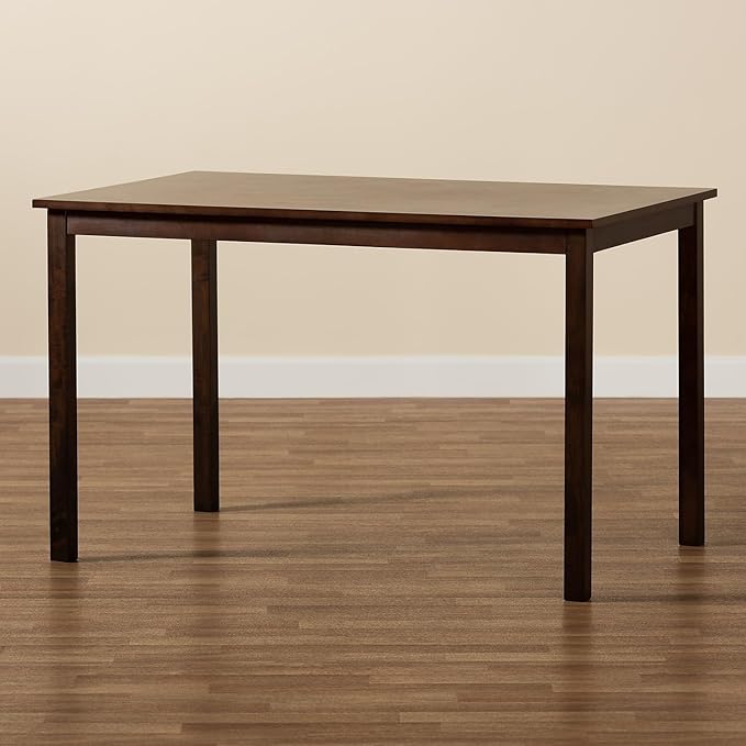 Baxton Studio Andrew Dining Table, 47.75" W x 30" D X 29.5" H, Dark Brown - LeafyLoom