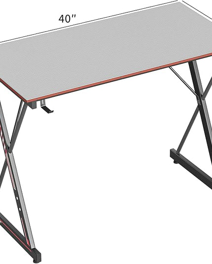 CubiCubi Gaming Desk 40 Inch PC Computer Desk, Home Office Desk Table Gamer Workstation, Simple Game Table, Gray - LeafyLoom