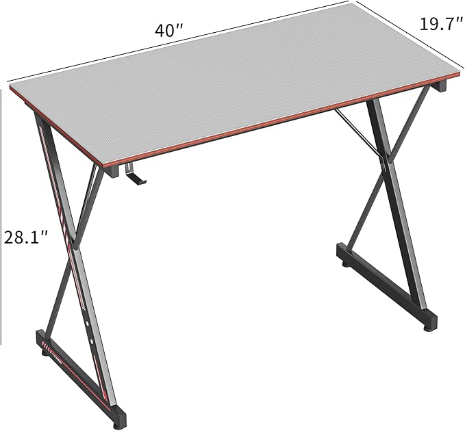CubiCubi Gaming Desk 40 Inch PC Computer Desk, Home Office Desk Table Gamer Workstation, Simple Game Table, Gray - LeafyLoom