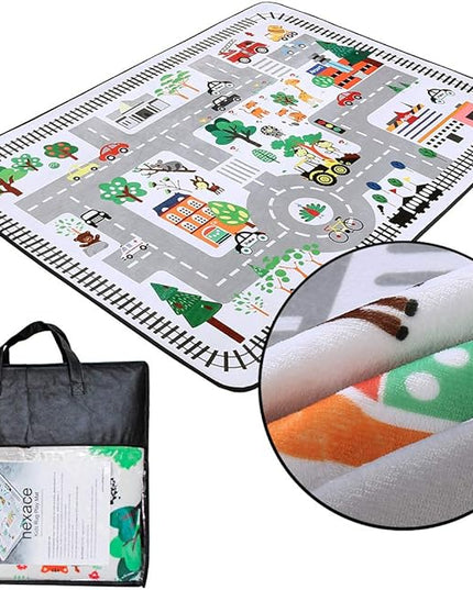 Kids Rug Play Mat, City Life Great for Playing with Cars for Bedroom Playroom,Carpet,Soft Large Size,4.9x6.4 FEET (4.9'x6.4') - LeafyLoom