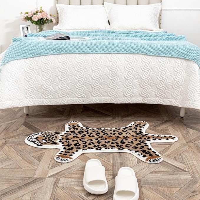 Leopard Shaped Rug Animals Bath Mat Rug Non-Slip Cute Bathroom Door Mat for Bathroom Kitchen Bedroom Cartoon Shower Rug for Bathroom Tub Soft Bathtub Mat Home Decor Brown - LeafyLoom