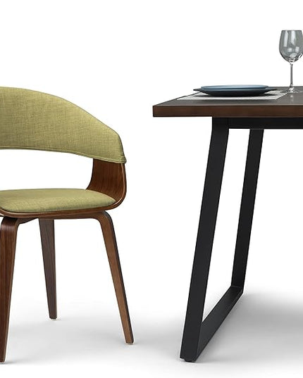 SIMPLIHOME Lowell 17 Inch Mid Century Modern Bentwood Dining Chair in Acid Green Linen Look Fabric, For the Dining Room - LeafyLoom
