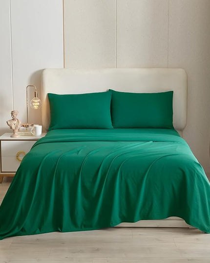 HighBuy Dark Green Full Size Sheet Set Extra Soft Deep Pocket Sheets Set,4 Piece Bed Sheets Set Fit 16 Mattress,Wrinkle,Fade,Stain Resistant Cooling Bed Sheets,Fitted Sheets,Pillowcases Set - LeafyLoom
