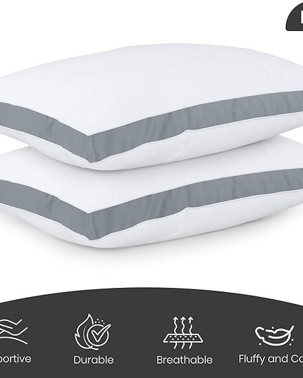 Utopia Bedding Bed Pillows for Sleeping King Size (Grey), Set of 2, Cooling Hotel Quality, Gusseted Pillow for Back, Stomach or Side Sleepers - LeafyLoom