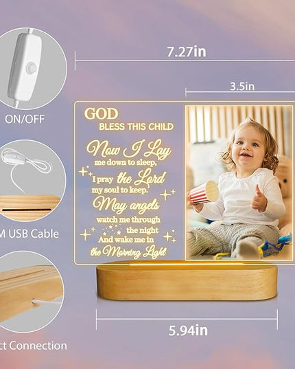 Attivolife Light up Picture Frame for Baby, Acrylic Photo Frame 3.5x5'' with LED Warm Night Light Desktop Decor Keepsake, Creative Gifts for Darling Birthday Newborn Birth Nursery Party Anniversary - LeafyLoom