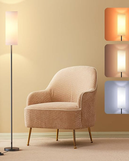 Floor Lamps for Living Room with 3 Color Temperatures, Modern Standing Lamp Tall Industrial Reading for Bedroom, Living Room, Office, Kids Room,9W Bulb Included - LeafyLoom