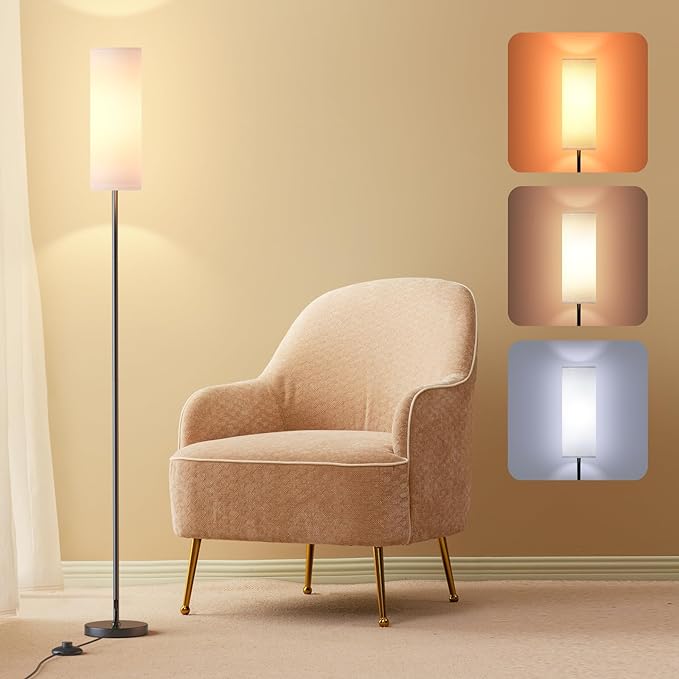 Floor Lamps for Living Room with 3 Color Temperatures, Modern Standing Lamp Tall Industrial Reading for Bedroom, Living Room, Office, Kids Room,9W Bulb Included - LeafyLoom
