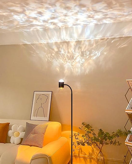 Sunset Lamp Projector with 3D Ocean Wave, 12 Colors Changing & Four Mode with USB Port, RGB Floor Lamp Double Side Lighting with Remote,Creative DIY Mode, 360° Rotation Atmosphere Lamp for Bedroom - LeafyLoom