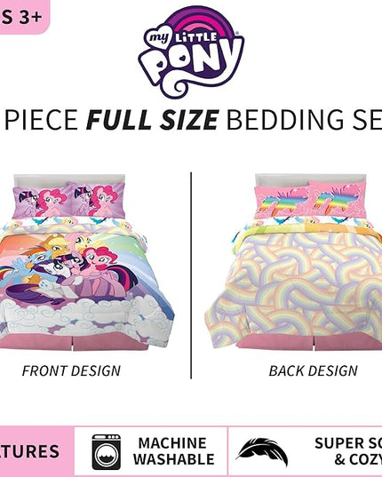 Franco Kids Bedding Super Soft Microfiber Comforter and Sheet Set, 5 Piece Full Size, My Little Pony - LeafyLoom